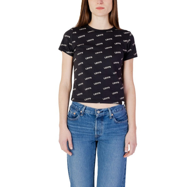 Levi`s Women All Over Logo Cropped T-Shirt