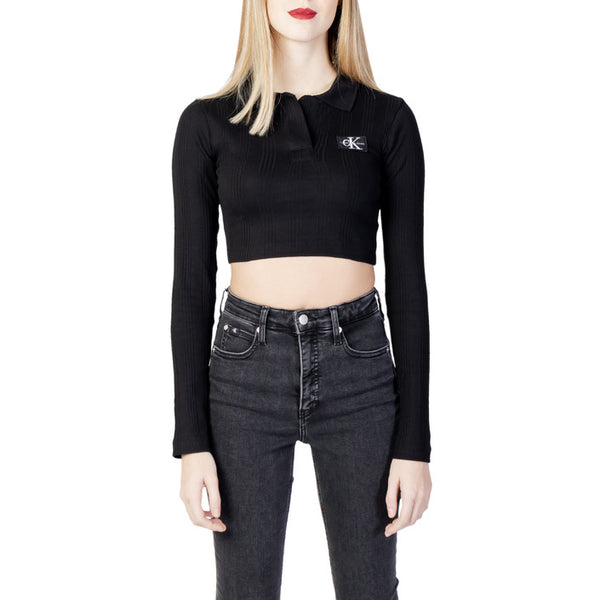 Calvin Klein Women Long Sleeve Cropped Polo